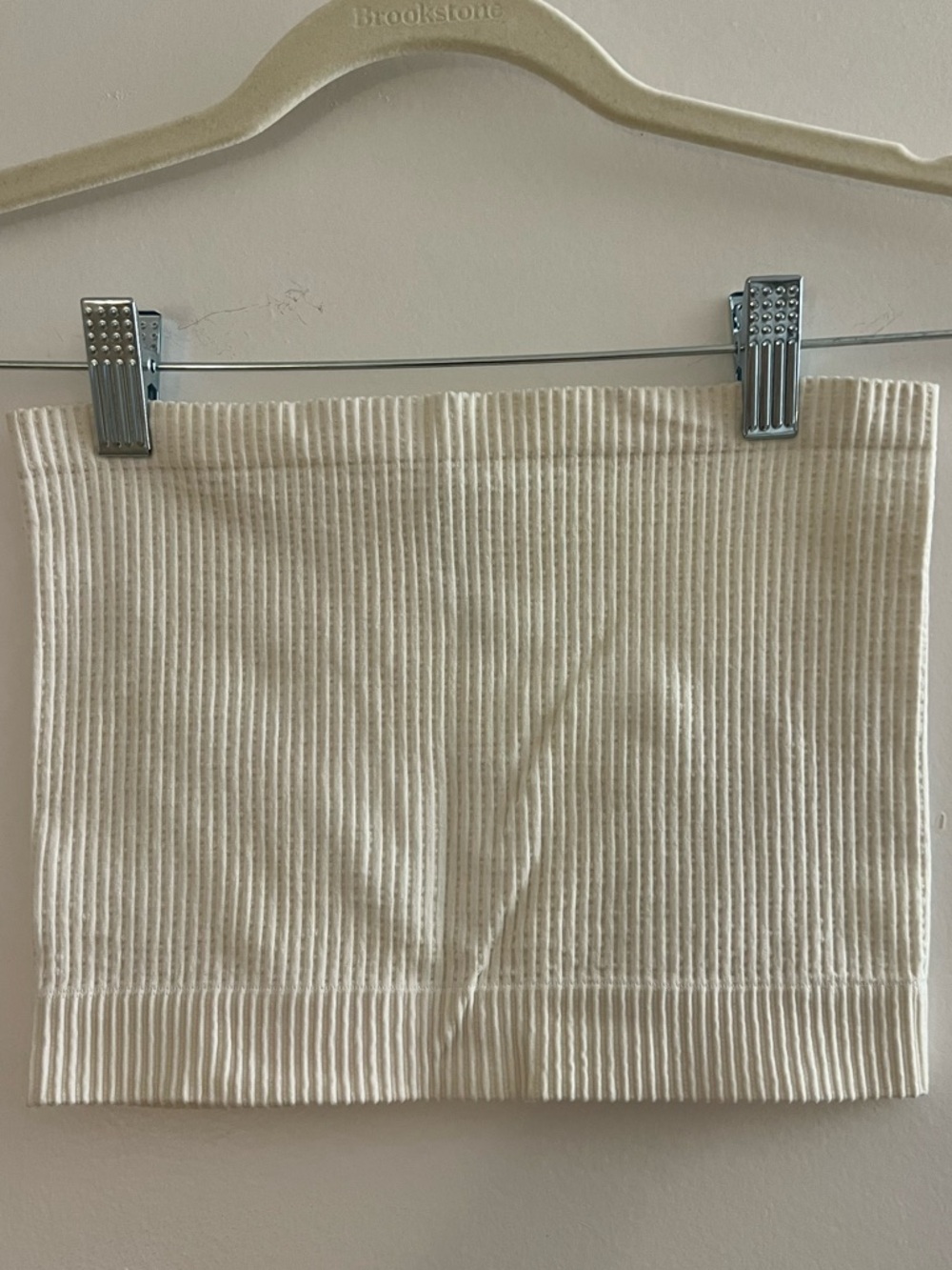 Free People Cream Ribbed Crop Tube Top